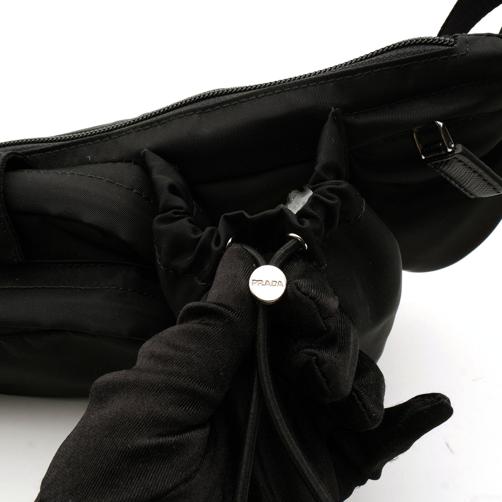 Prada Nylon Metal Triple Pocket Belt Bag Black