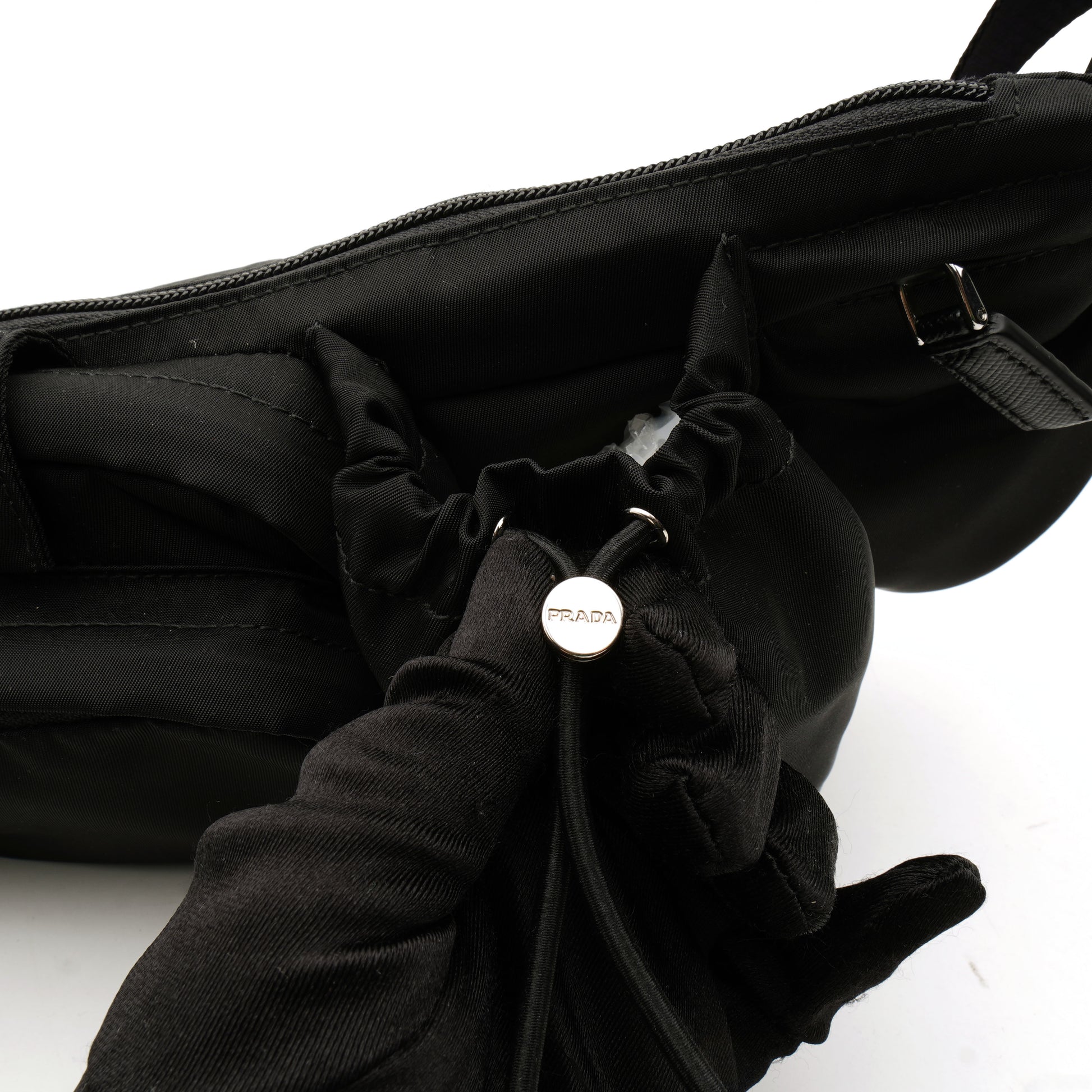 Prada Nylon Metal Triple Pocket Belt Bag Black