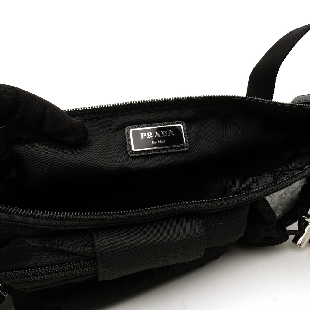 Prada Nylon Metal Triple Pocket Belt Bag Black