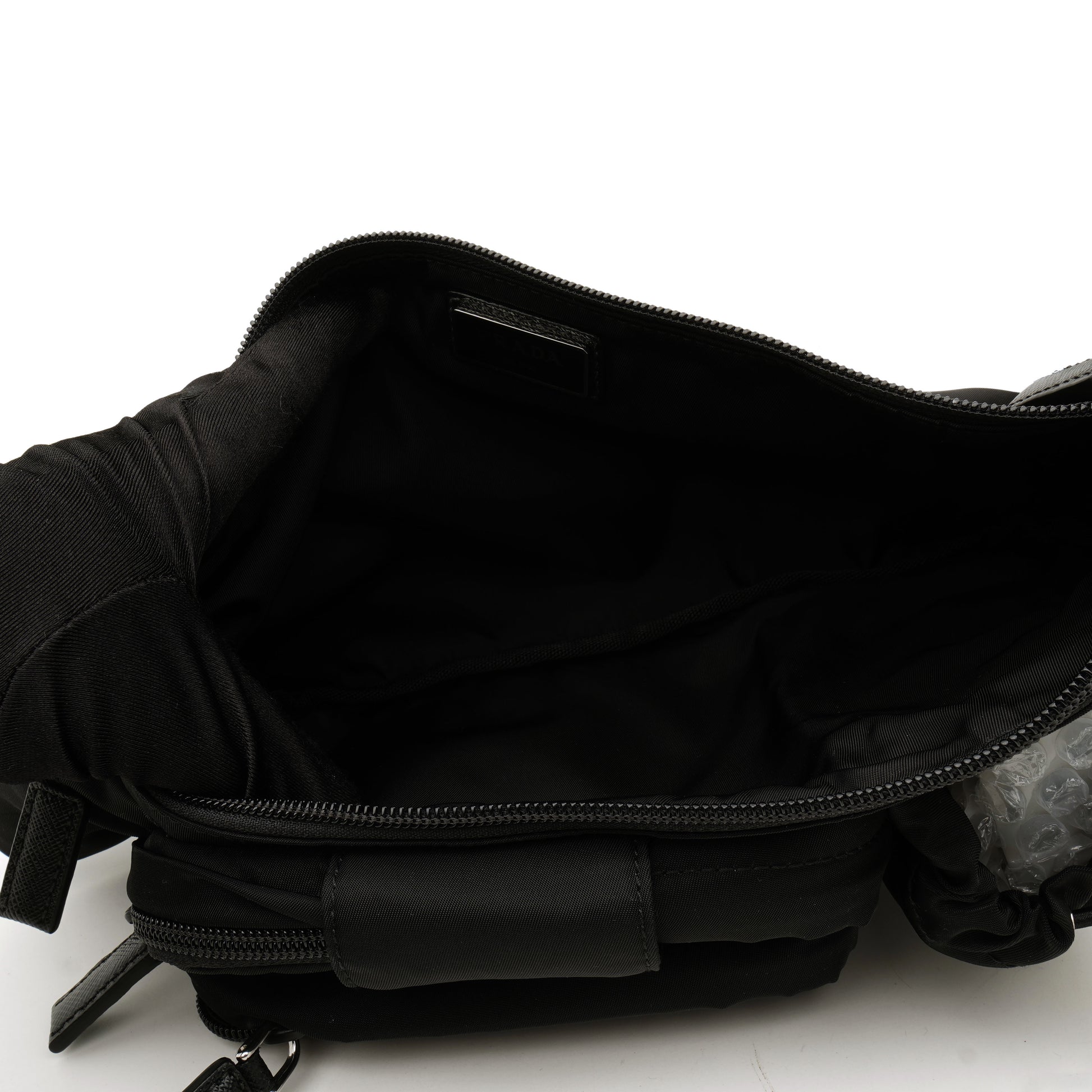 Prada Nylon Metal Triple Pocket Belt Bag Black