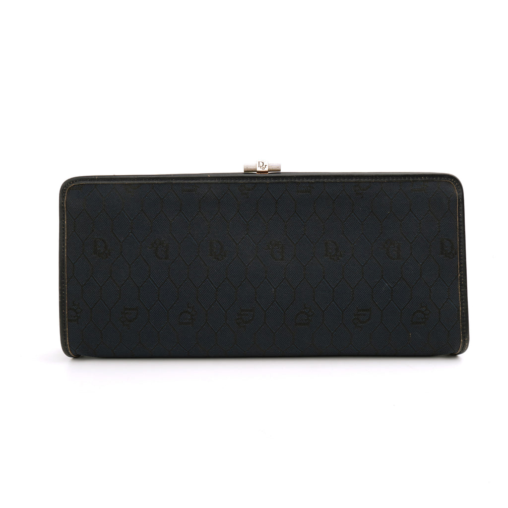 Dior Honeycomb Canvas Clutch Navy Blue Vintage