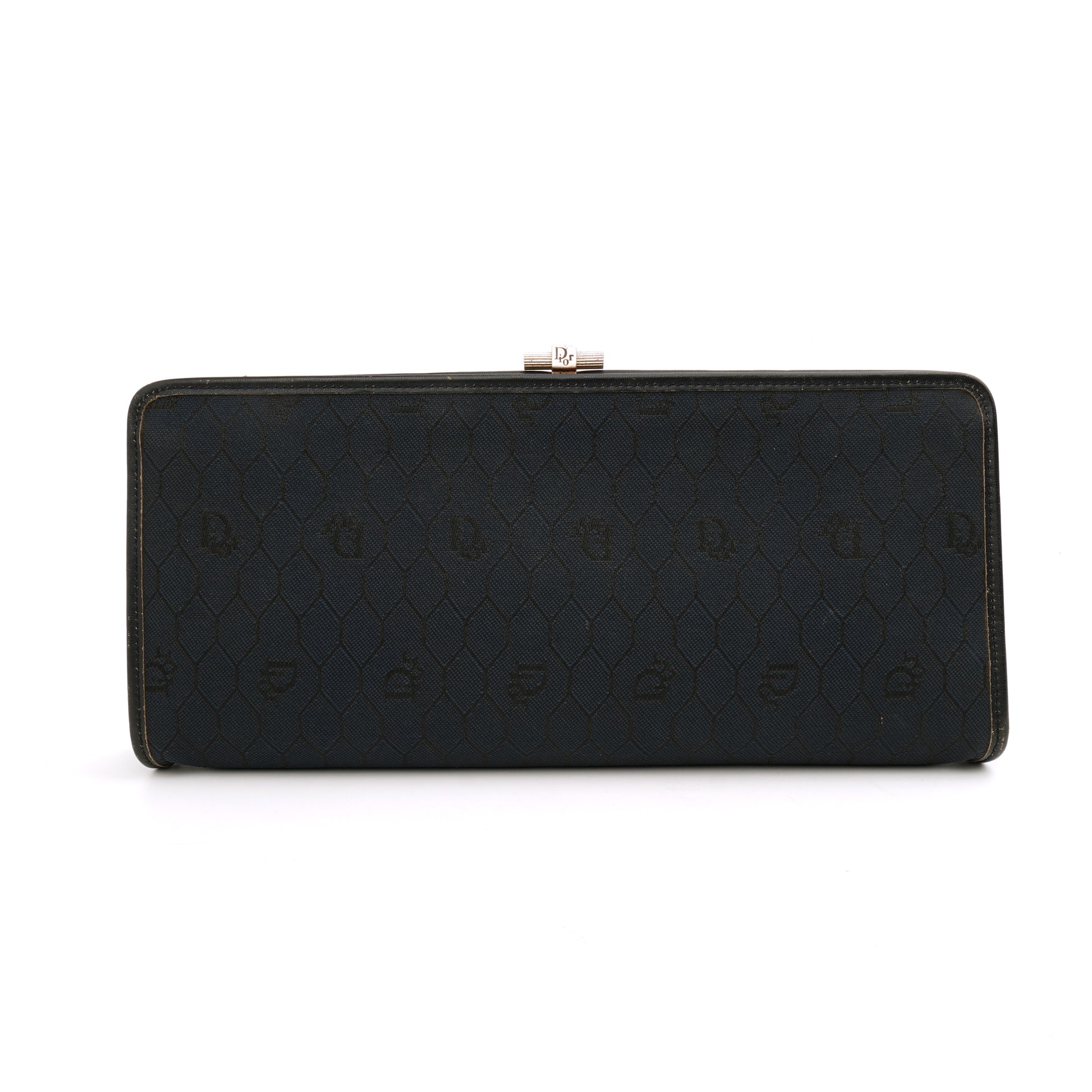Dior Honeycomb Canvas Clutch Navy Blue Vintage