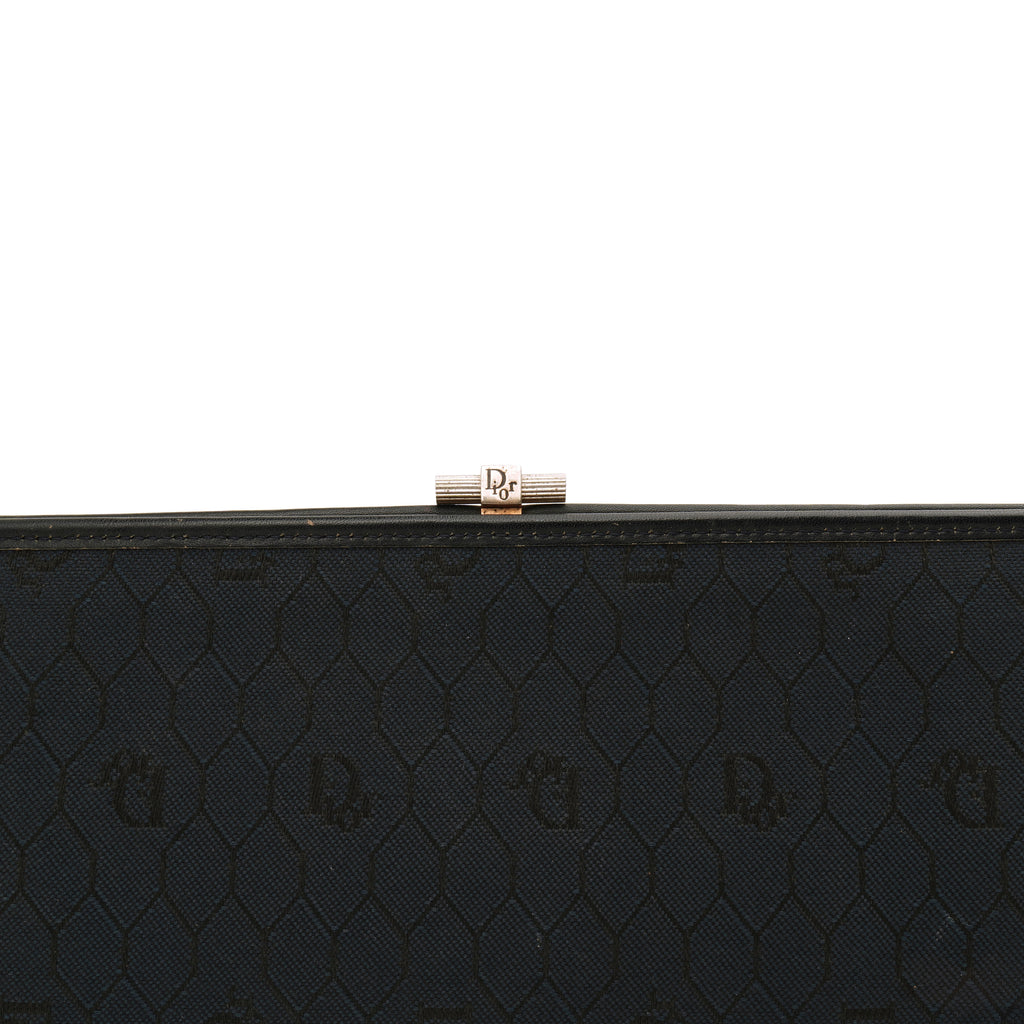 Dior Honeycomb Canvas Clutch Navy Blue Vintage