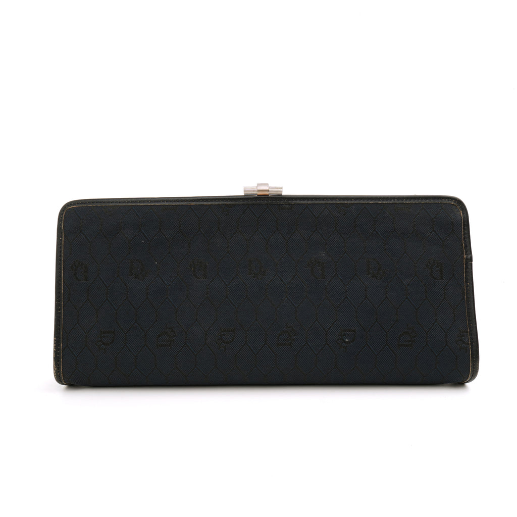 Dior Honeycomb Canvas Clutch Navy Blue Vintage