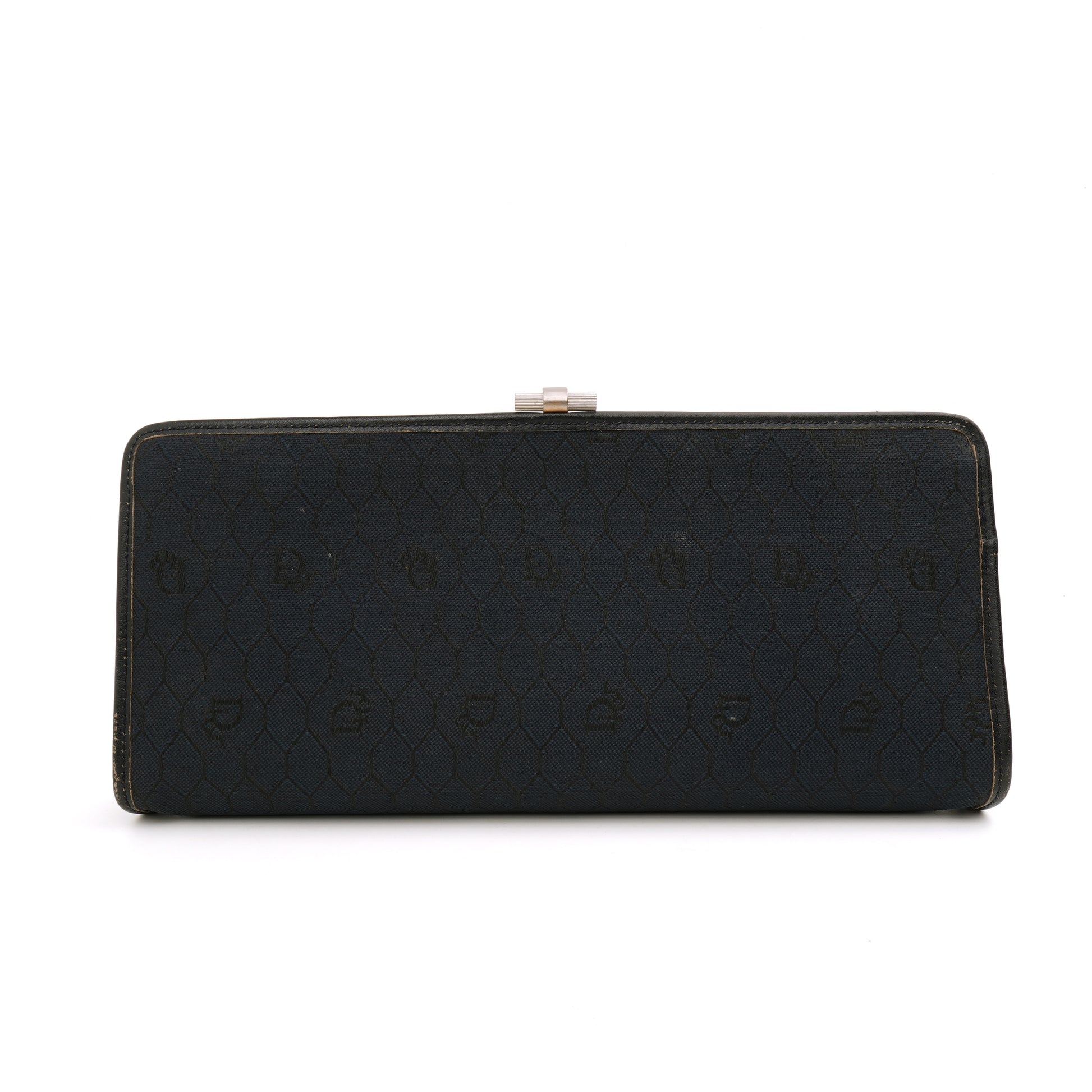 Dior Honeycomb Canvas Clutch Navy Blue Vintage