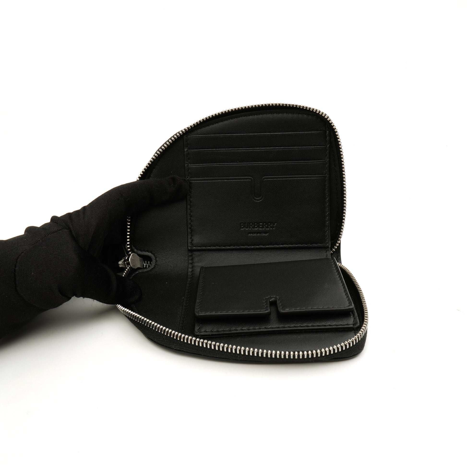 Burberry Shield Curved Zip Wallet Black