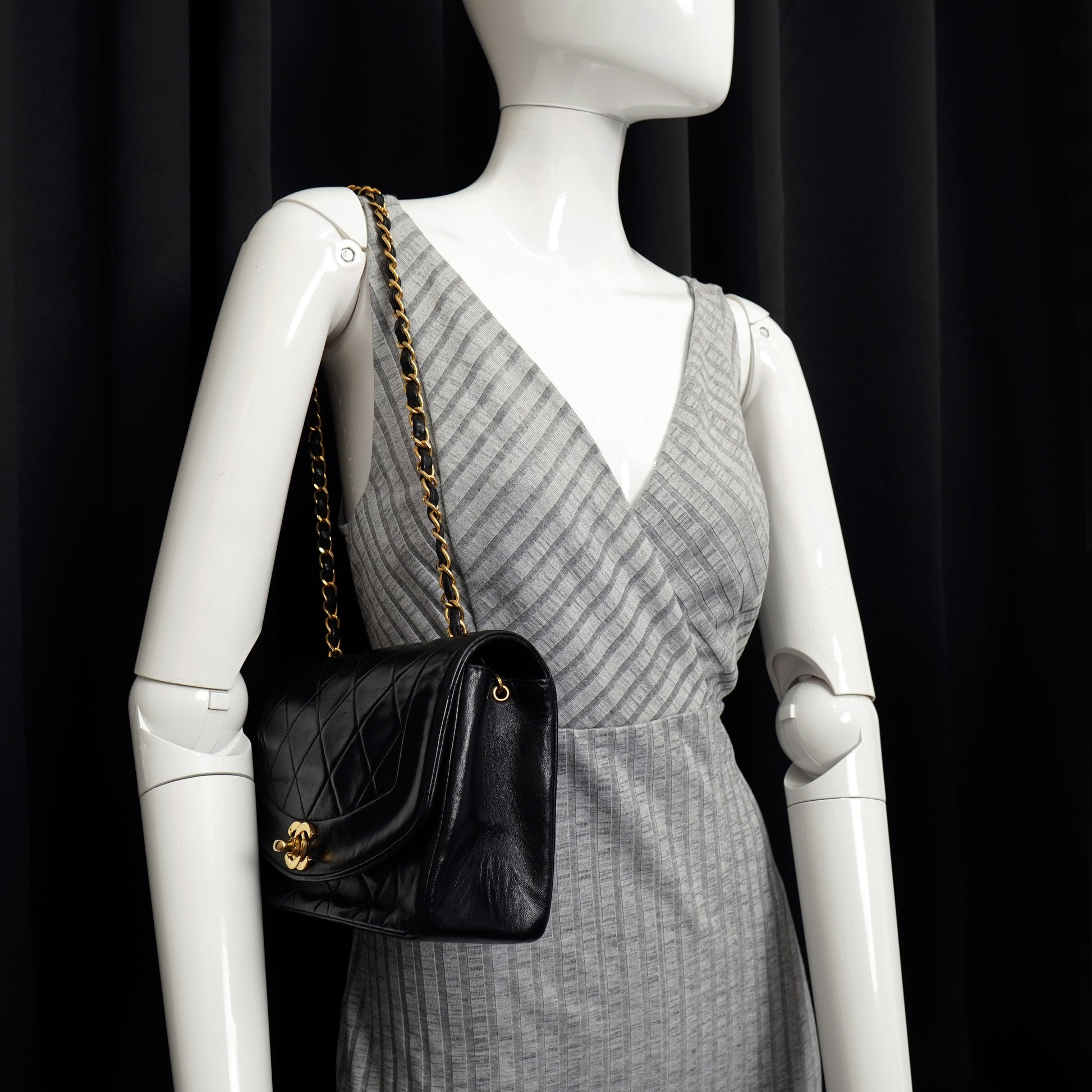 Chanel Diana Small Lambskin Black GHW