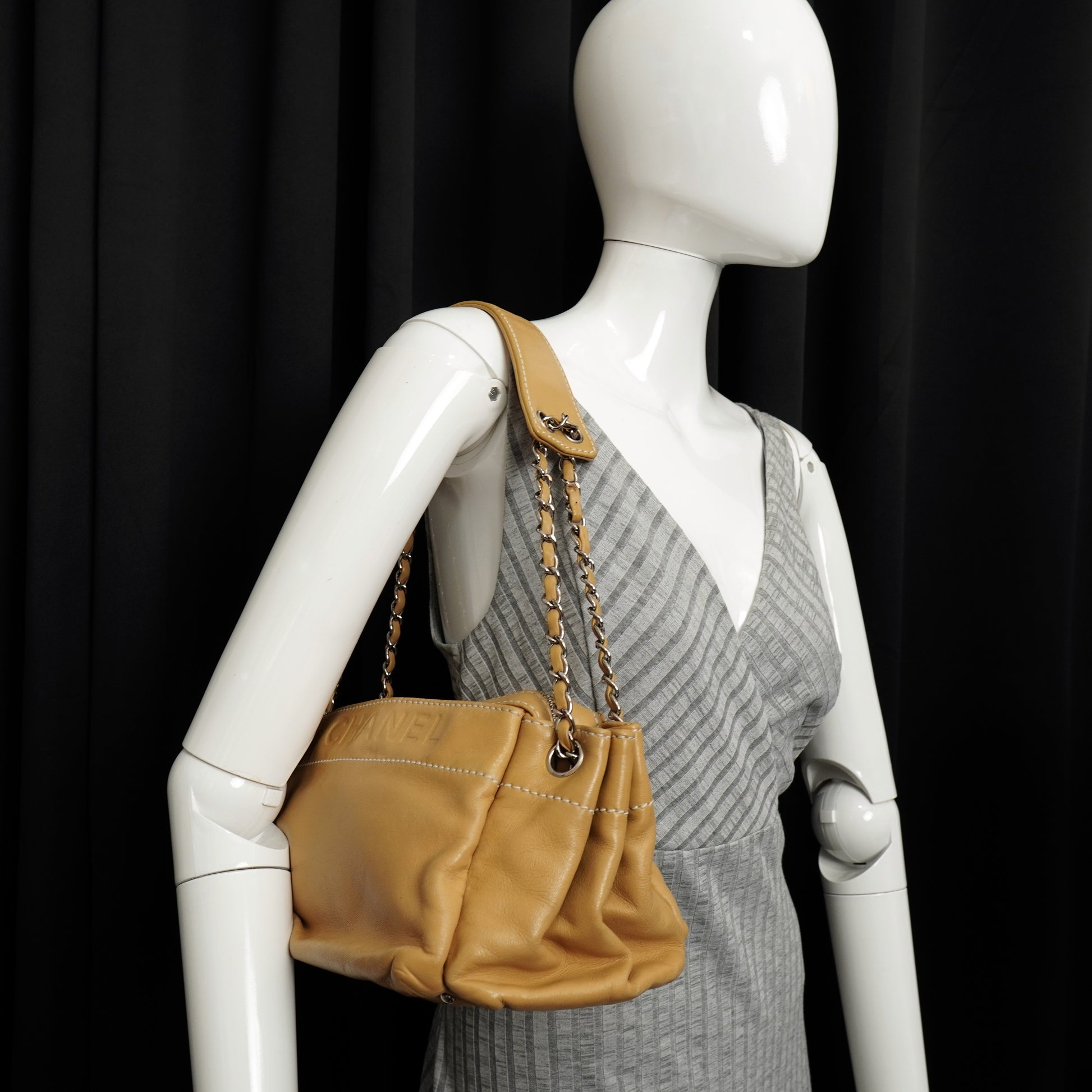 Chanel LAX Accordion Shoulder Bag Beige