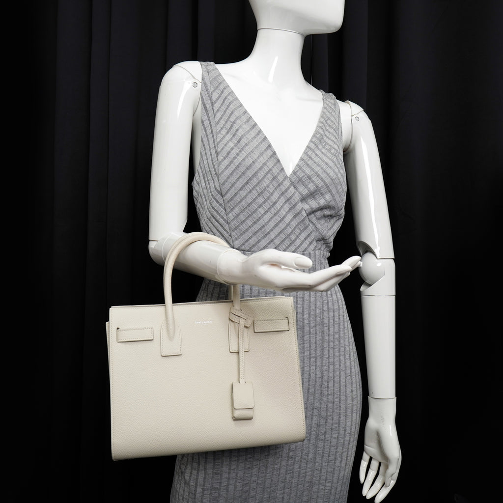 Saint Laurent Sac de Jour Baby White Grained