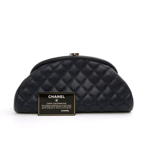 Chanel Timeless Clutch Caviar Dark Blue SHW