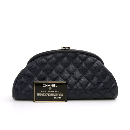 Chanel Timeless Clutch Caviar Dark Blue SHW