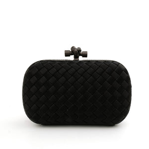 Bottega Veneta Knot Clutch Satin Black