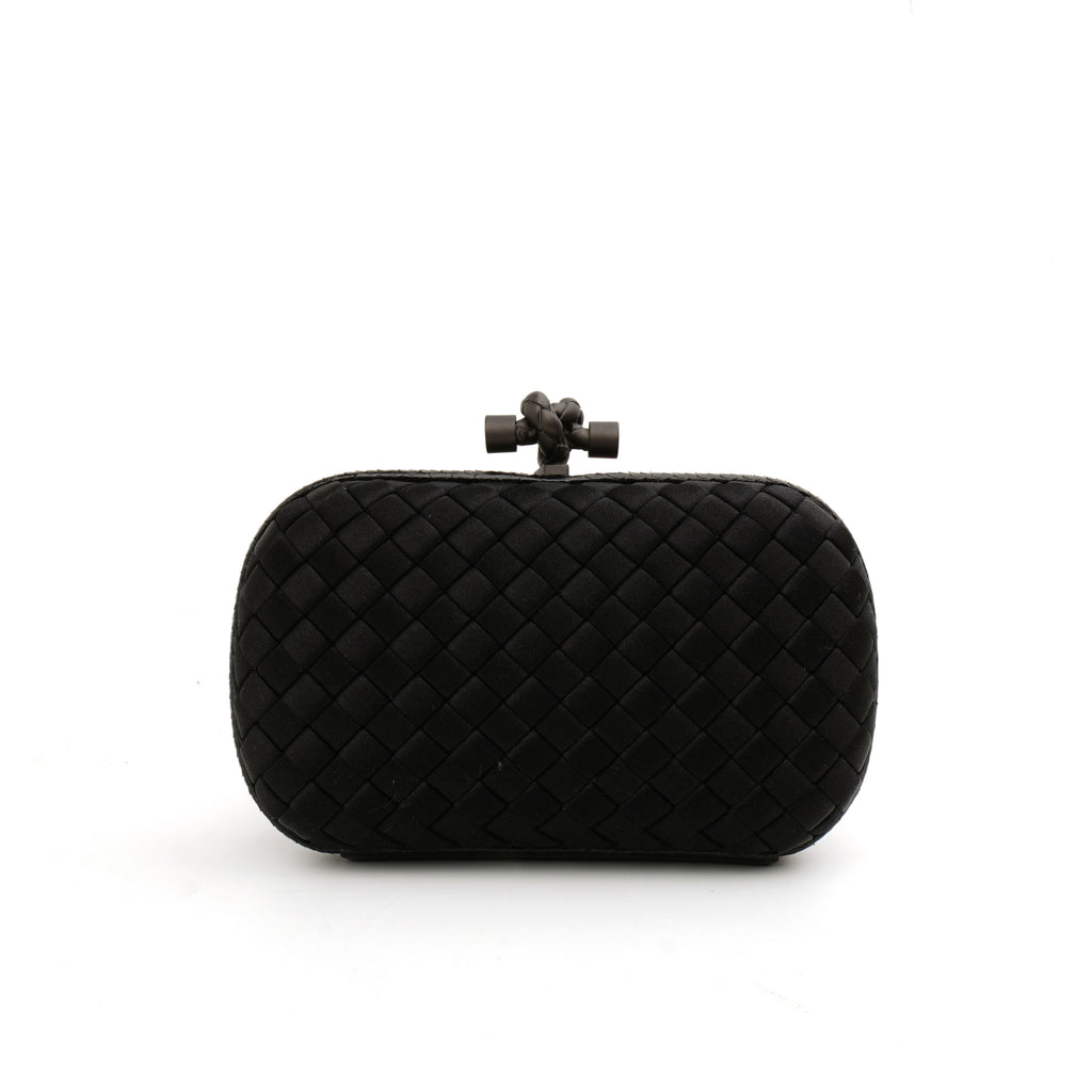 Bottega Veneta Knot Clutch Satin Black