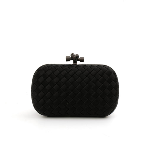 Bottega Veneta Knot Clutch Satin Black