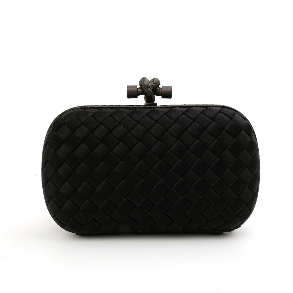 Bottega Veneta Knot Clutch Satin Black