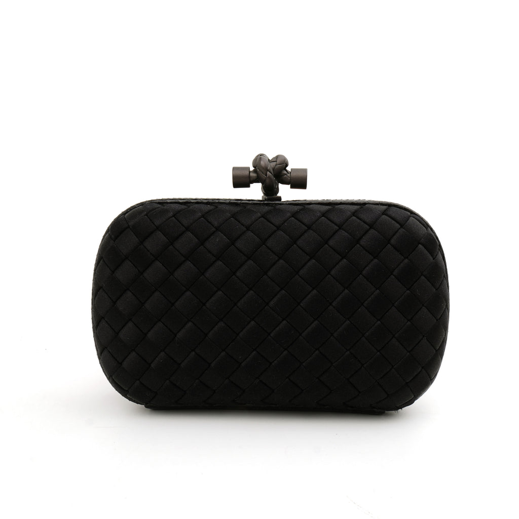 Bottega Veneta Knot Clutch Satin Black