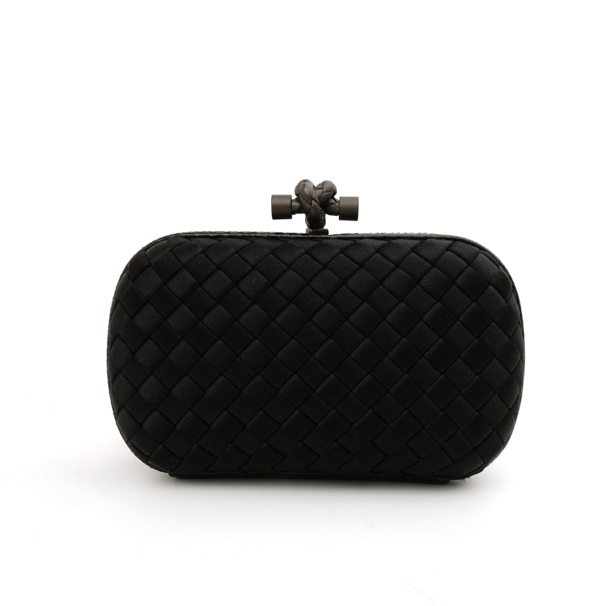 Bottega Veneta Knot Clutch Satin Black