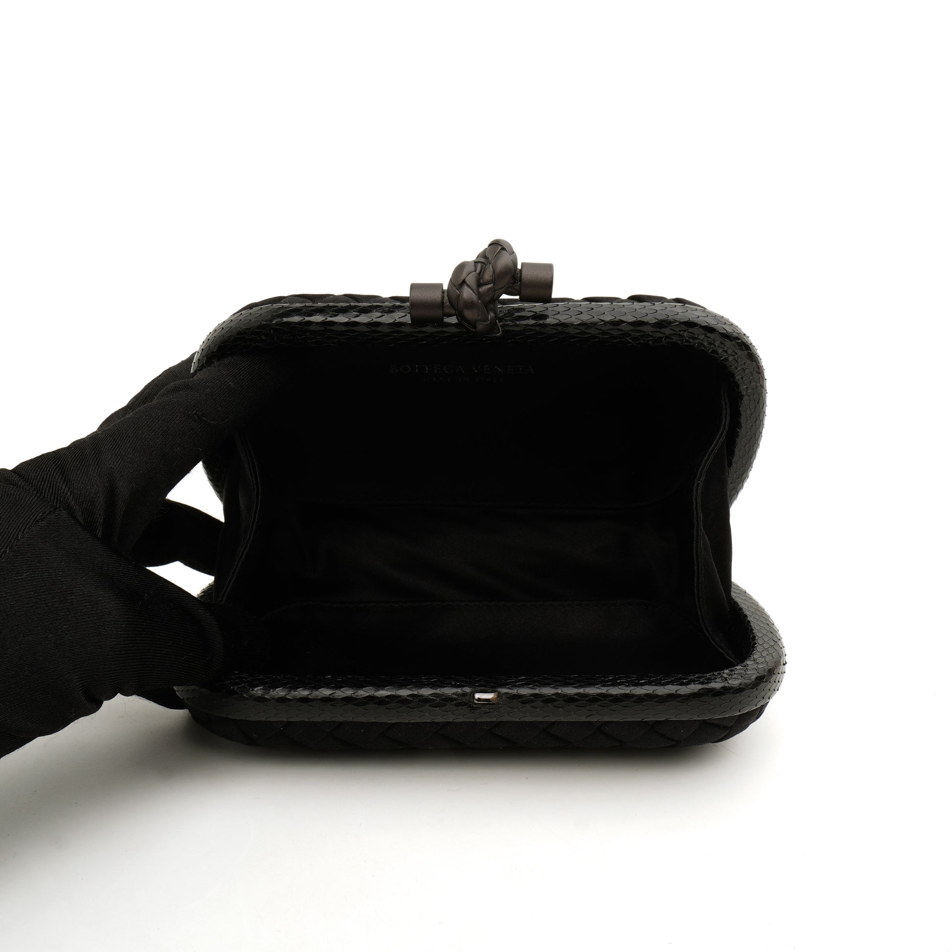 Bottega Veneta Knot Clutch Satin Black