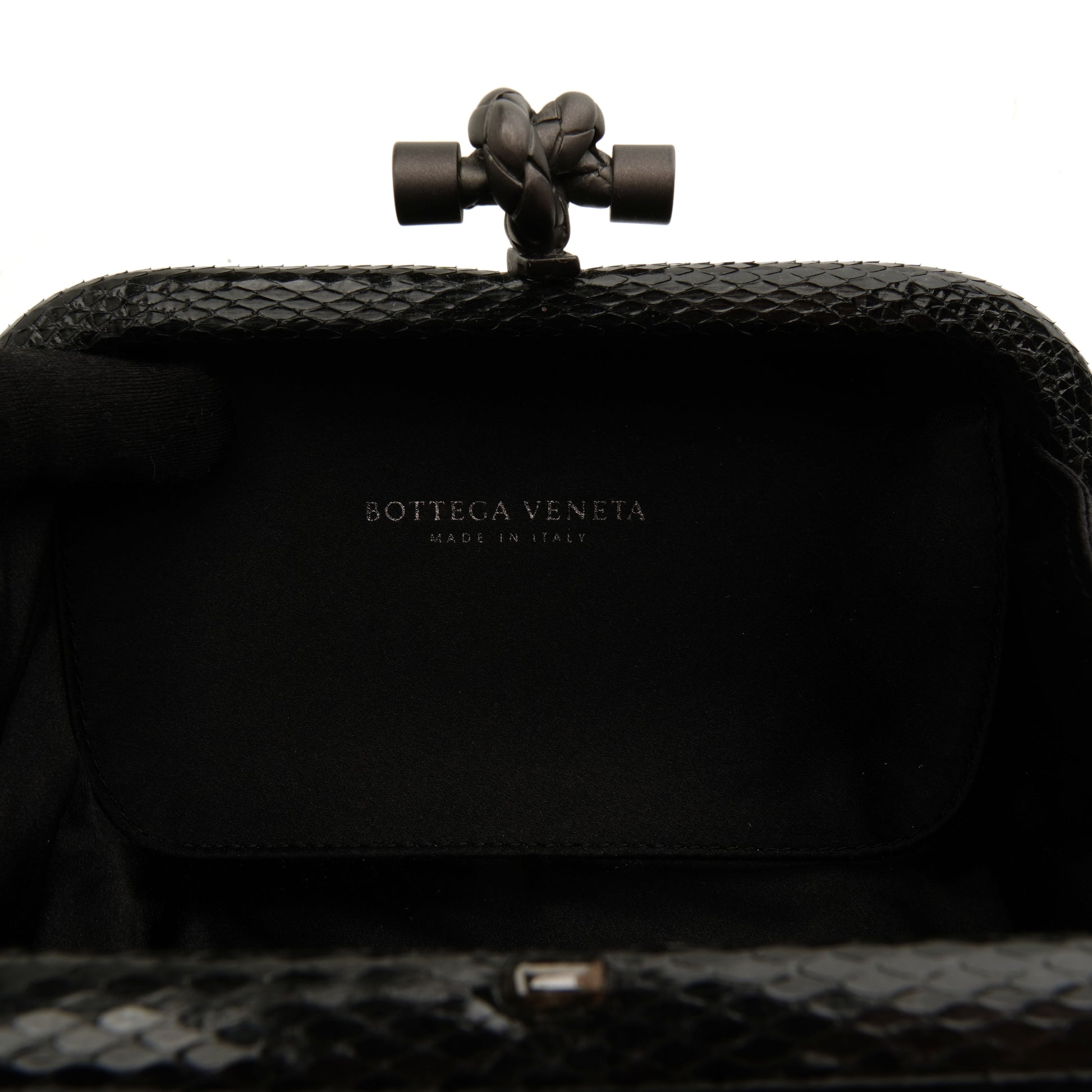 Bottega Veneta Knot Clutch Satin Black