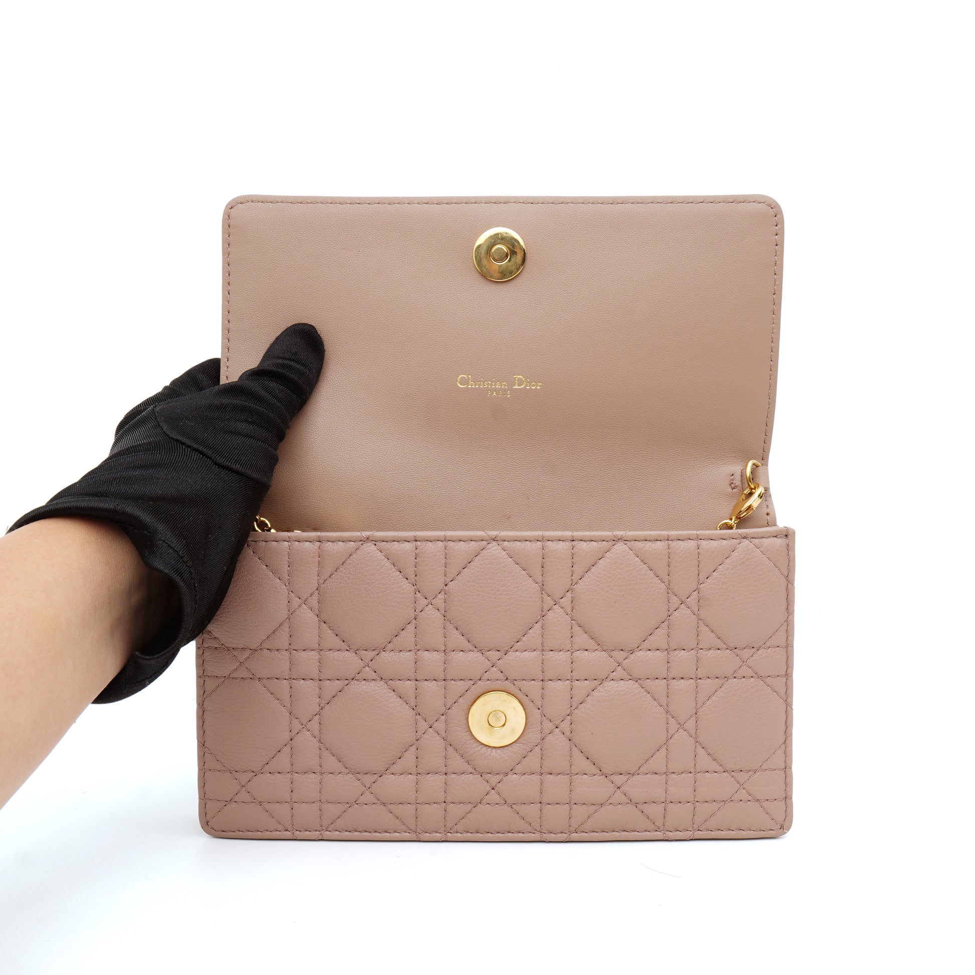 Dior Caro Wallet on Chain Rose Blush