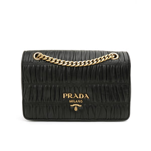 Prada Nappa Gaufre Flap Shoulder Bag Black