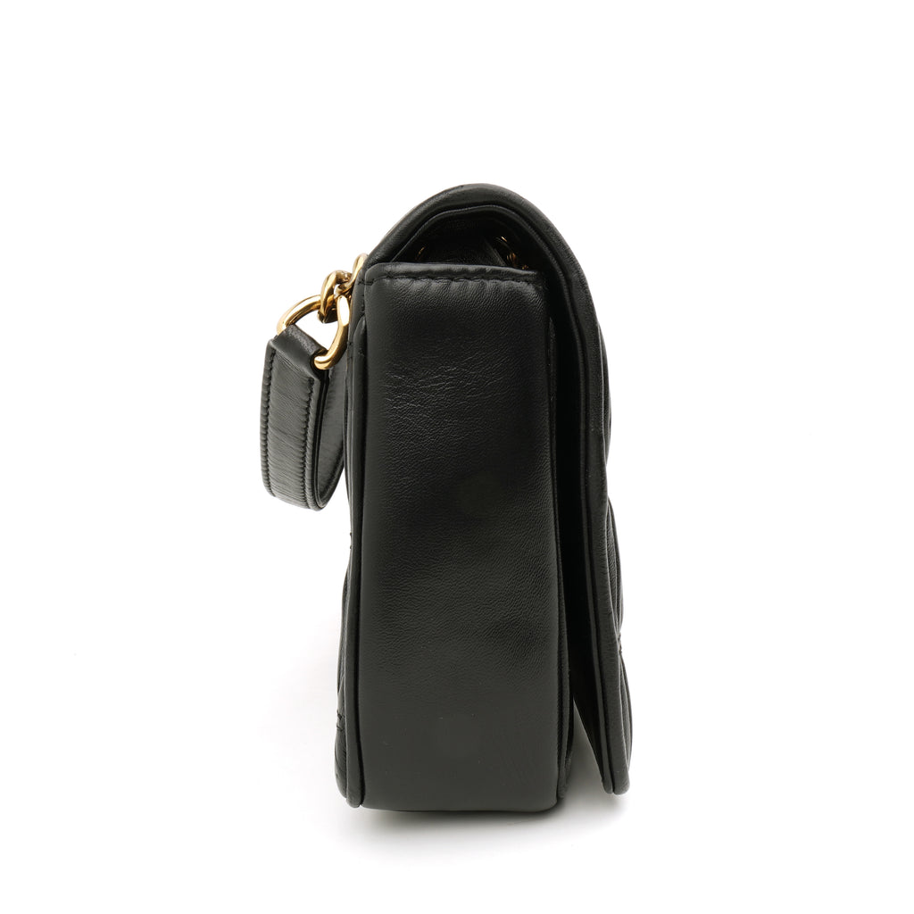 Prada Nappa Gaufre Flap Shoulder Bag Black