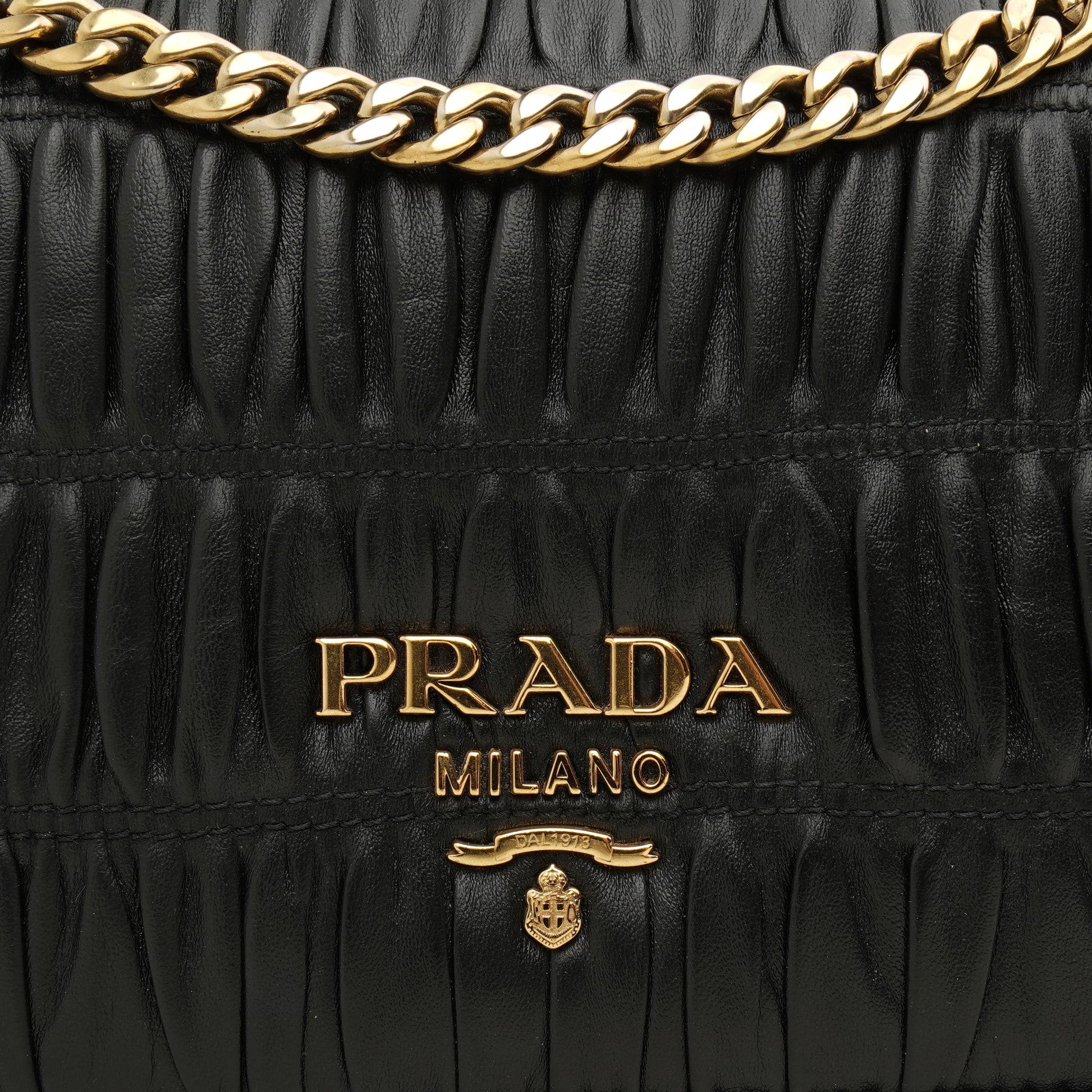 Prada Nappa Gaufre Flap Shoulder Bag Black