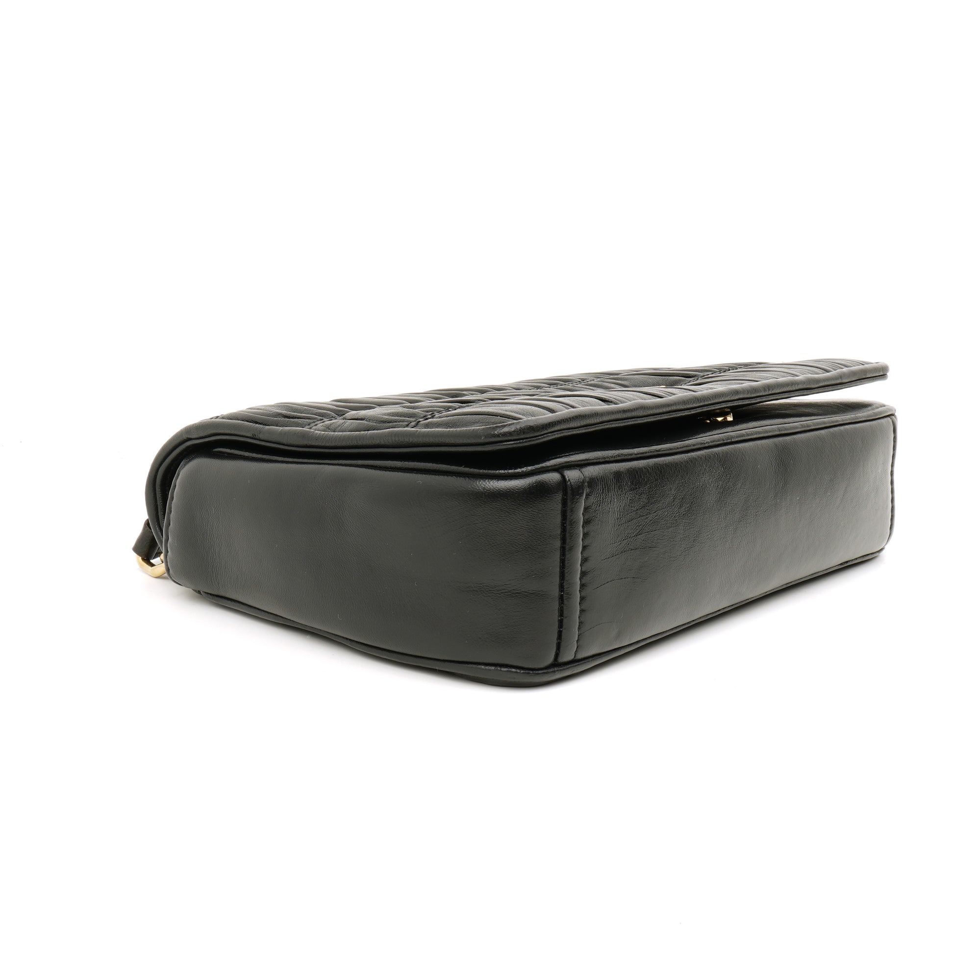 Prada Nappa Gaufre Flap Shoulder Bag Black