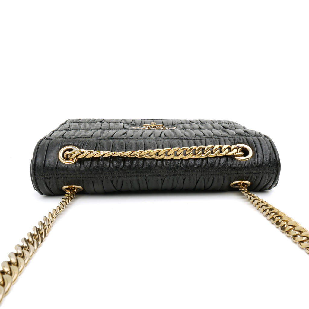 Prada Nappa Gaufre Flap Shoulder Bag Black