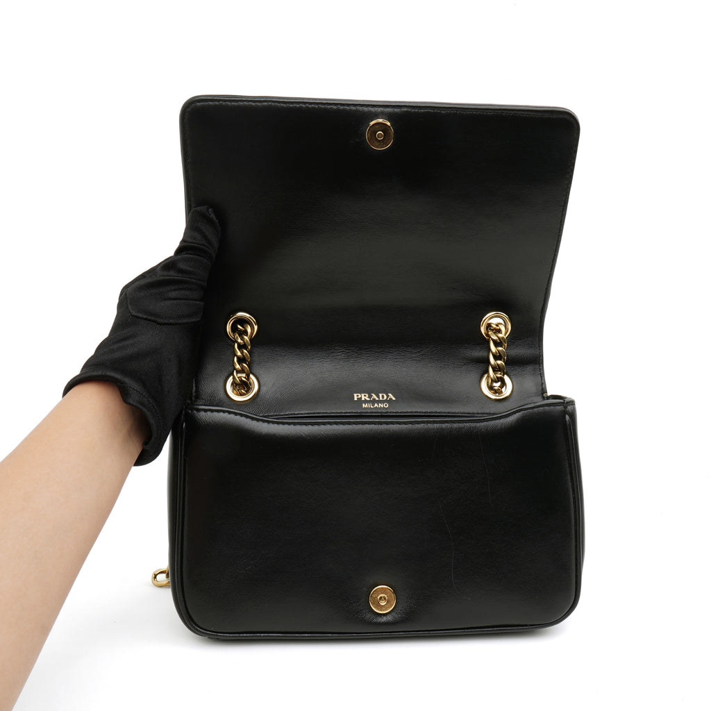 Prada Nappa Gaufre Flap Shoulder Bag Black