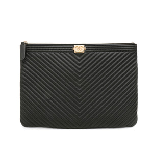 Chanel Chevron Boy O Case Medium Black