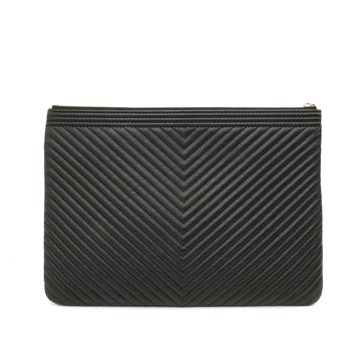 Chanel Chevron Boy O Case Medium Black