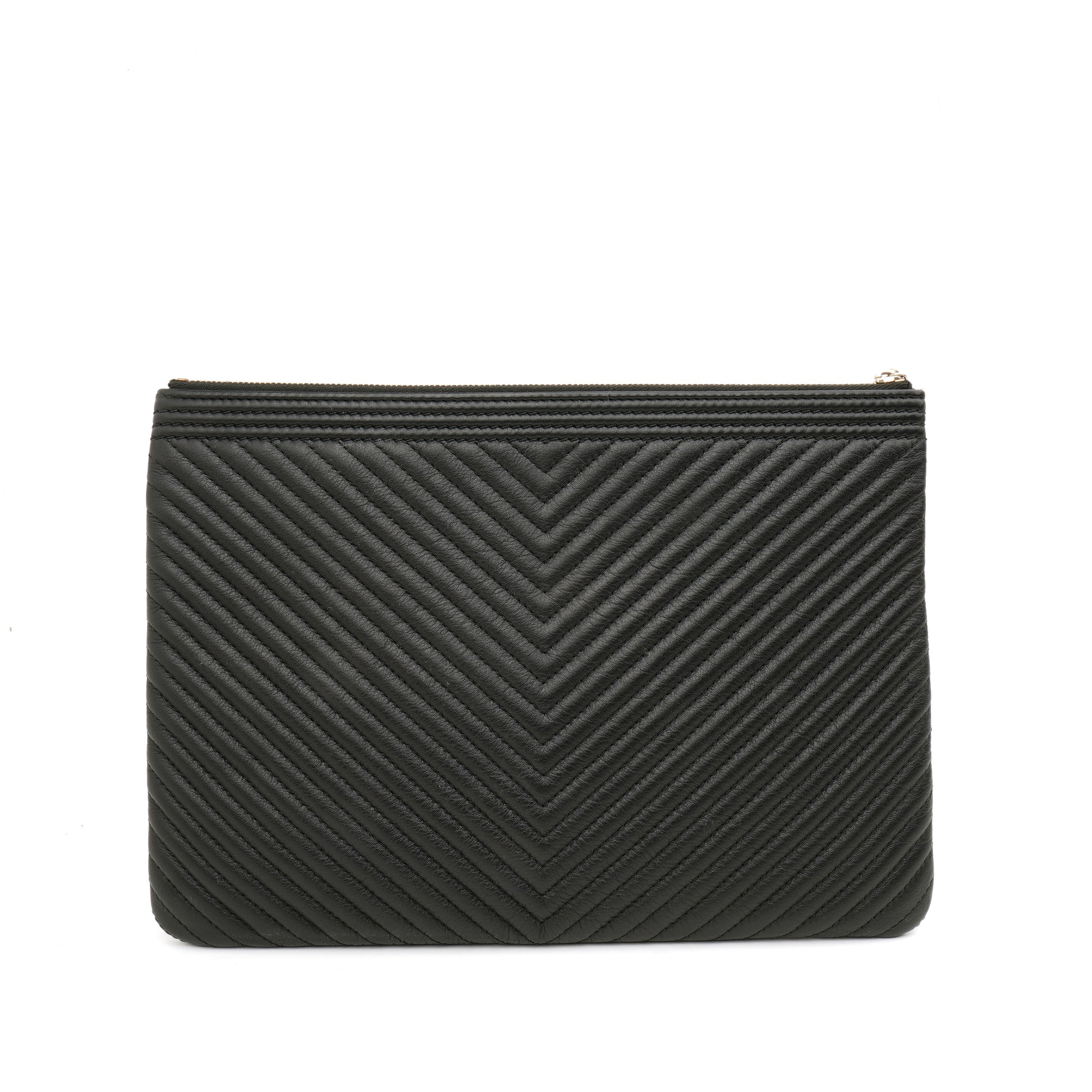Chanel Chevron Boy O Case Medium Black