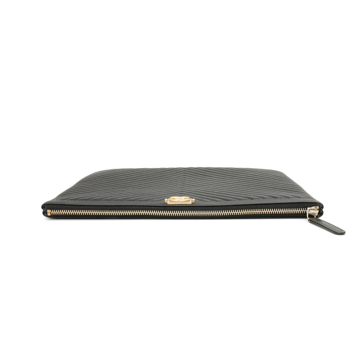 Chanel Chevron Boy O Case Medium Black