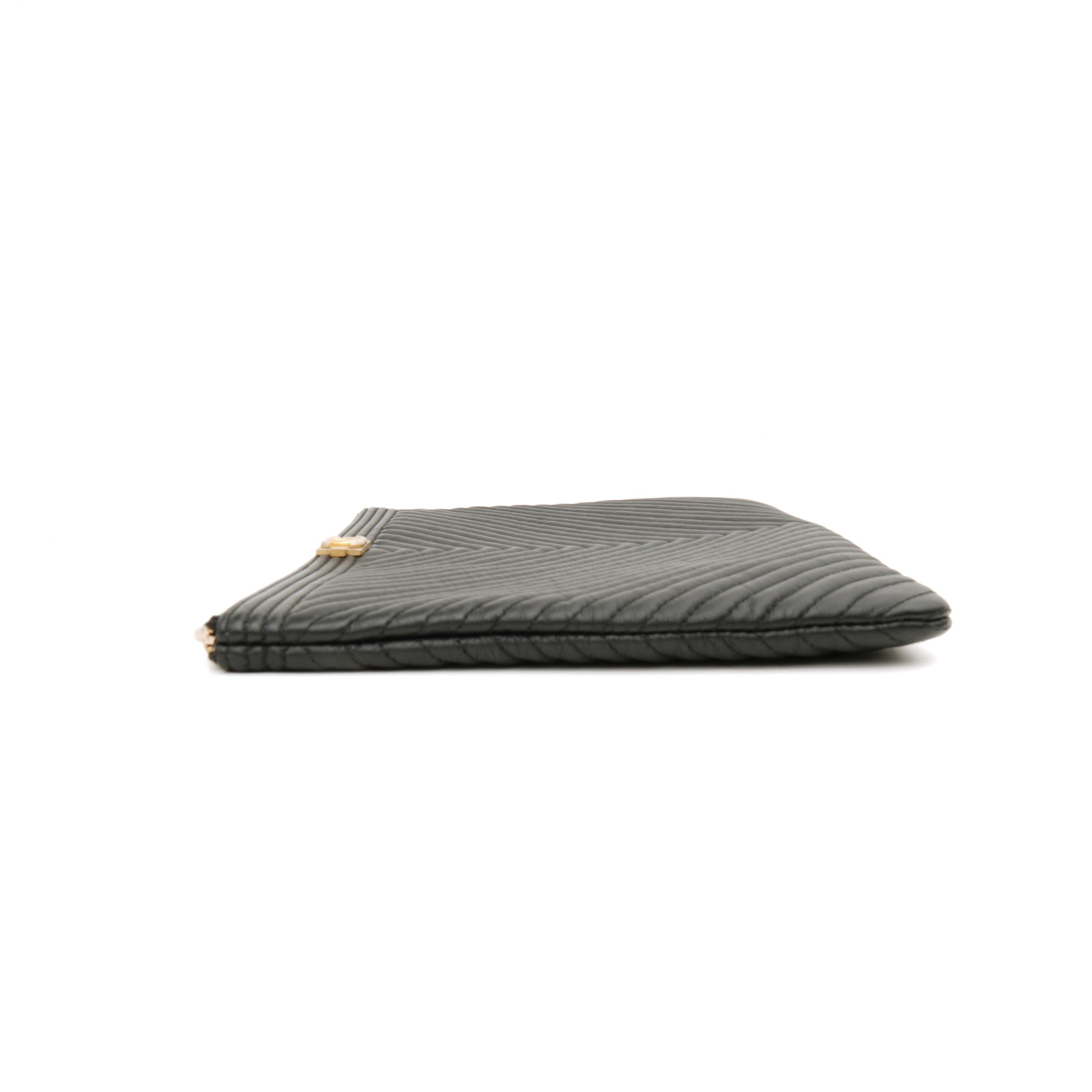 Chanel Chevron Boy O Case Medium Black