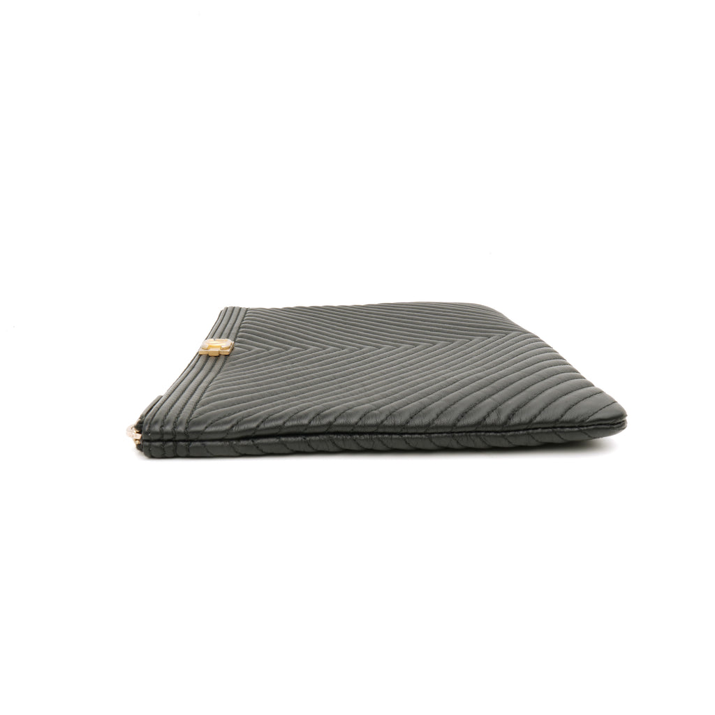Chanel Chevron Boy O Case Medium Black
