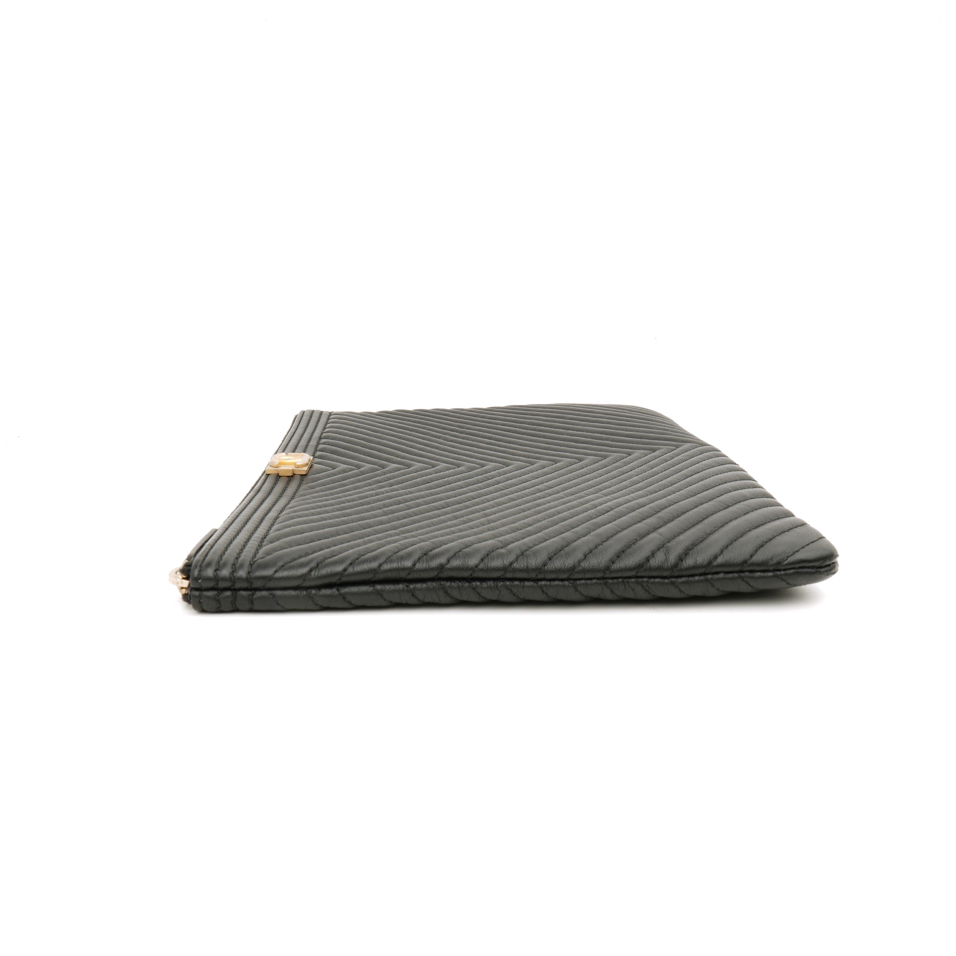 Chanel Chevron Boy O Case Medium Black