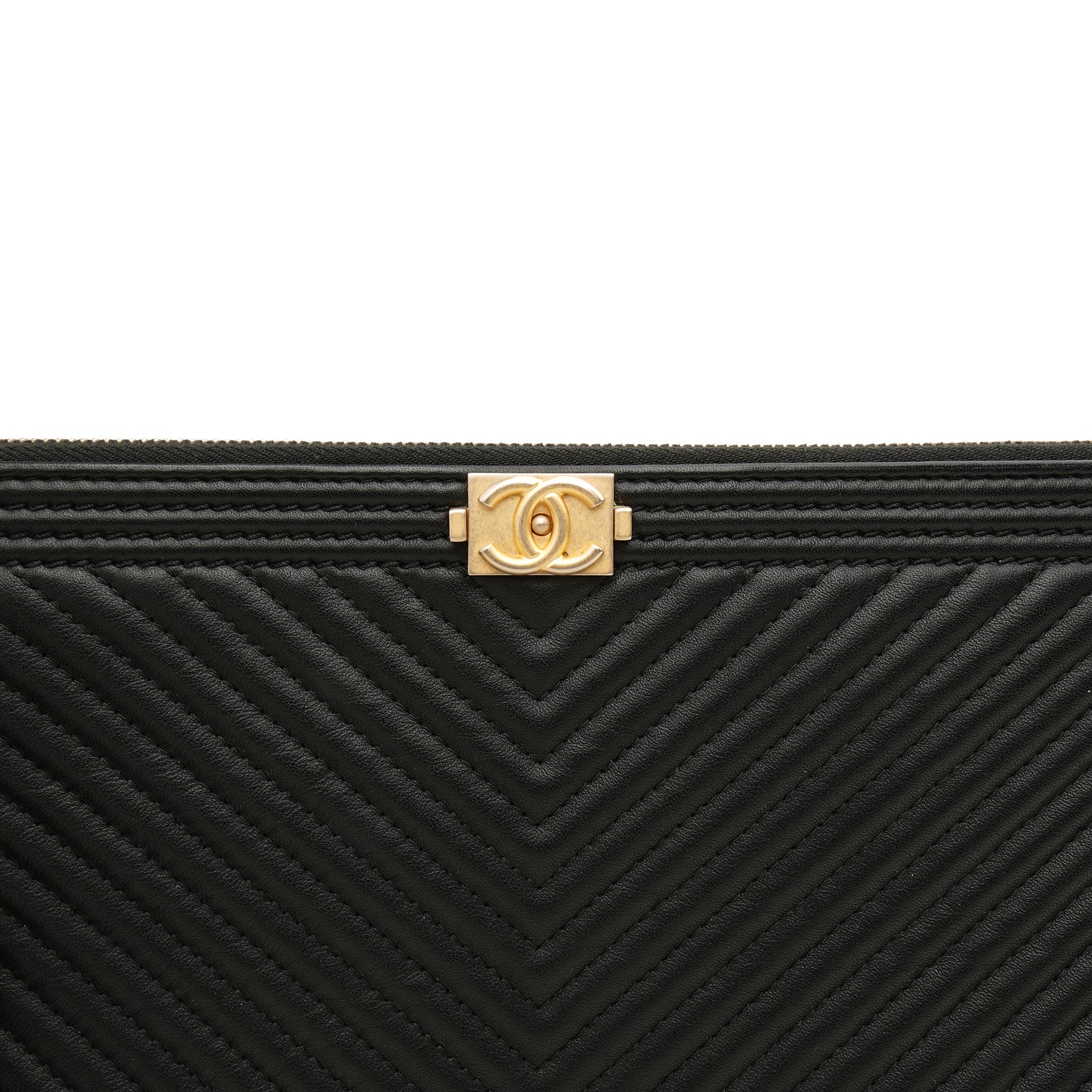 Chanel Chevron Boy O Case Medium Black