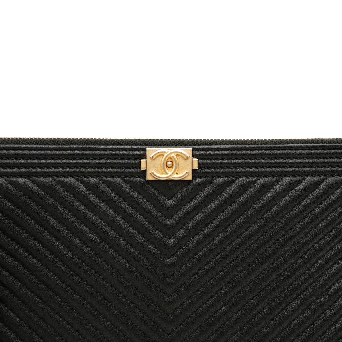 Chanel Chevron Boy O Case Medium Black