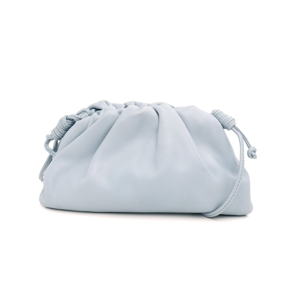 Bottega Veneta The Mini Pouch Light Blue Smooth Leather