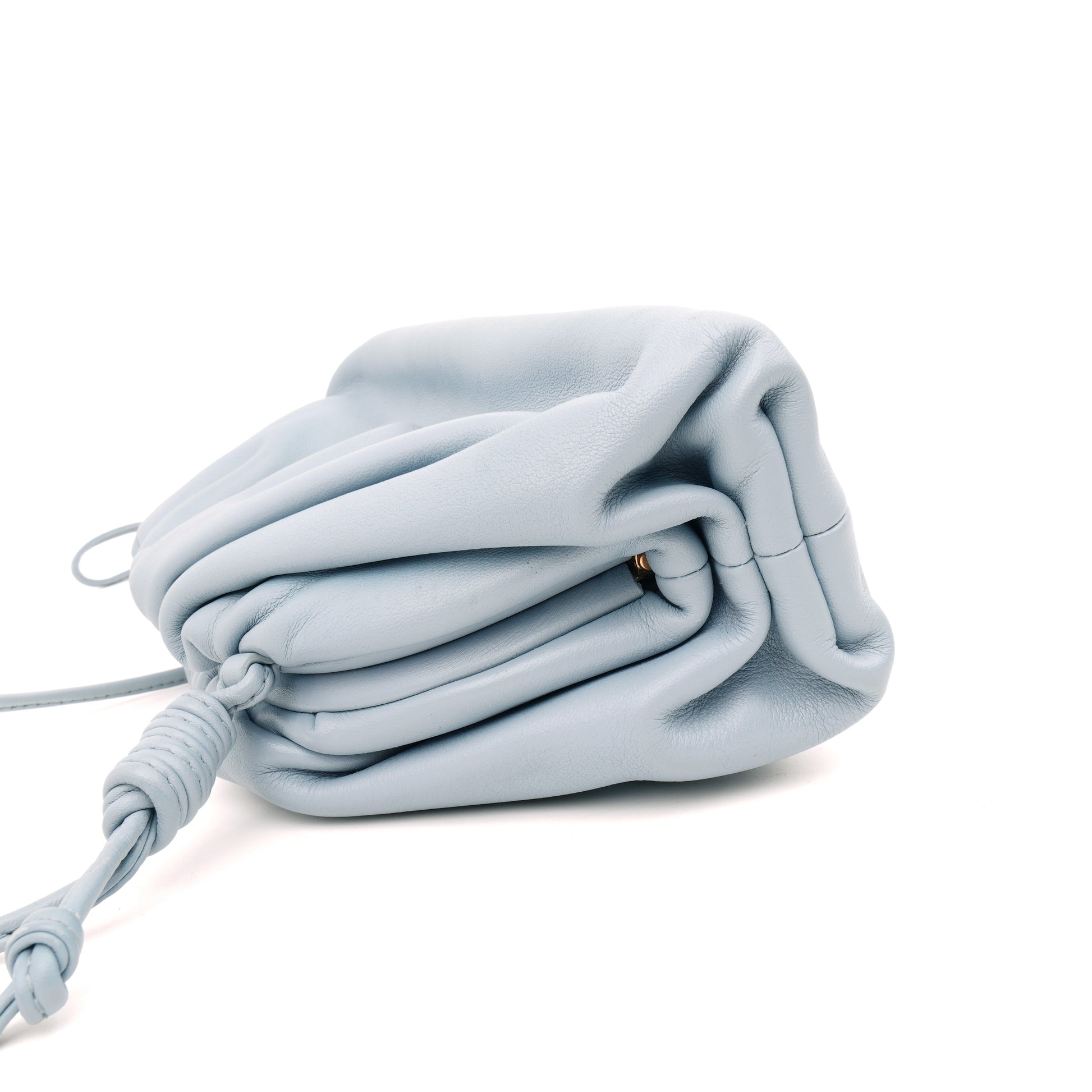 Bottega Veneta The Mini Pouch Light Blue Smooth Leather