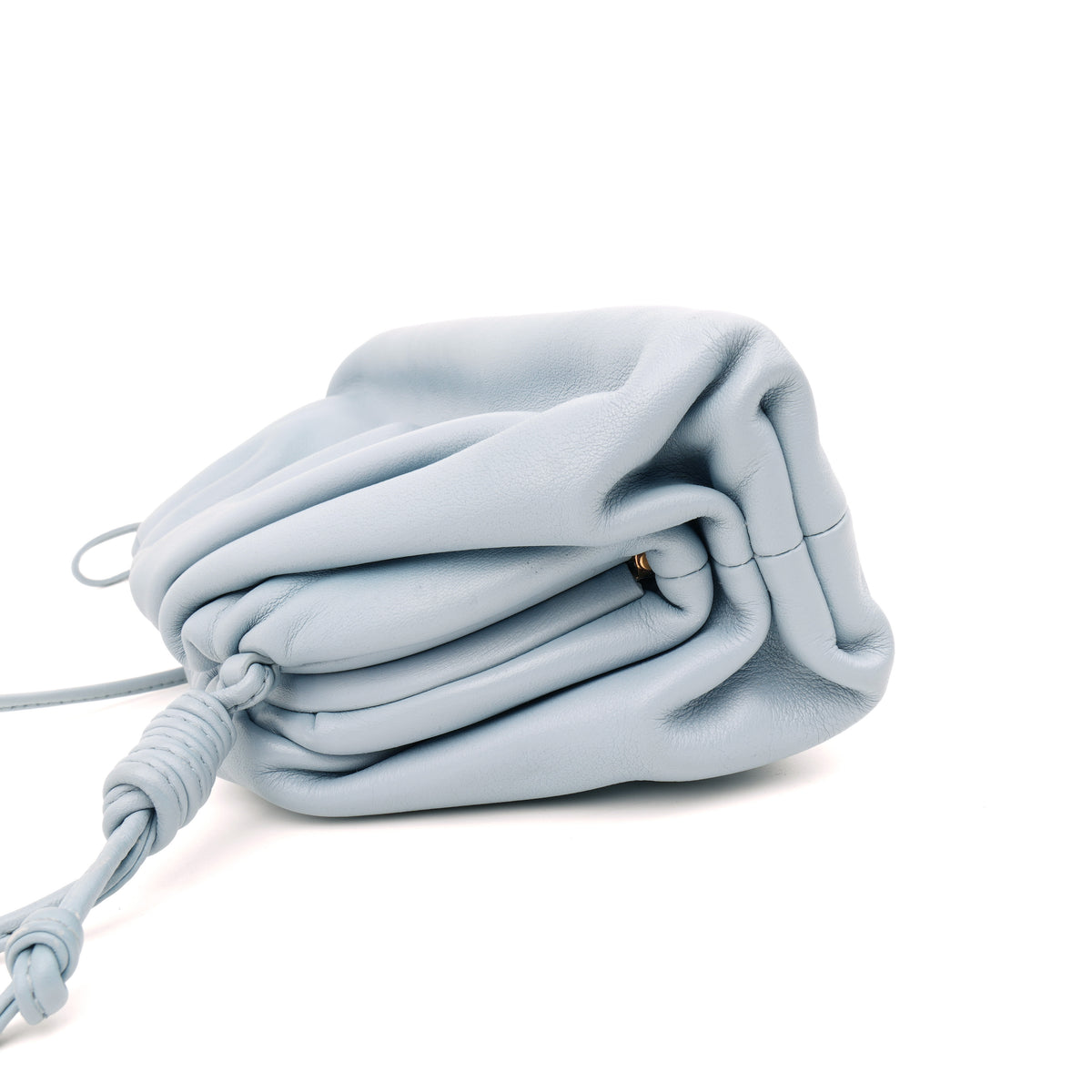 Bottega Veneta The Mini Pouch Light Blue Smooth Leather