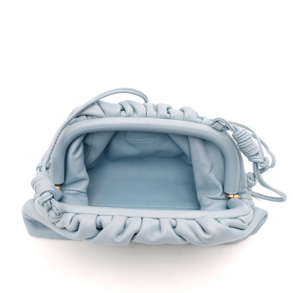 Bottega Veneta The Mini Pouch Light Blue Smooth Leather