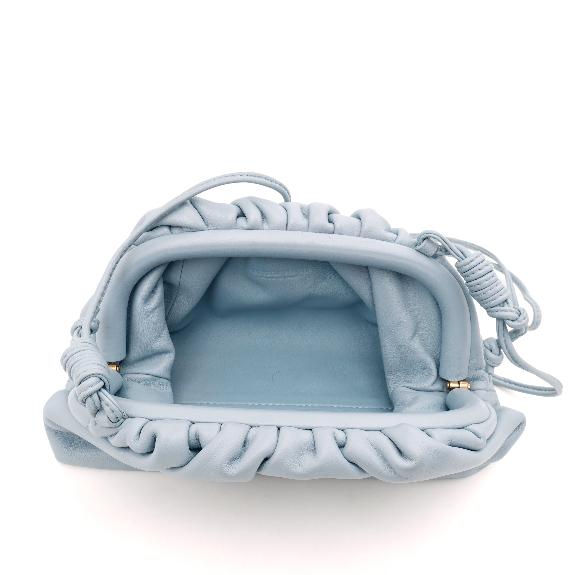 Bottega Veneta The Mini Pouch Light Blue Smooth Leather