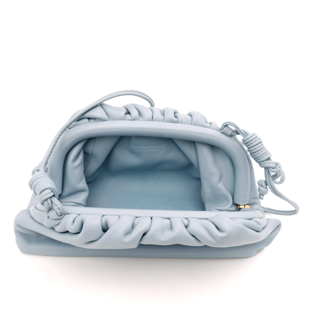Bottega Veneta The Mini Pouch Light Blue Smooth Leather