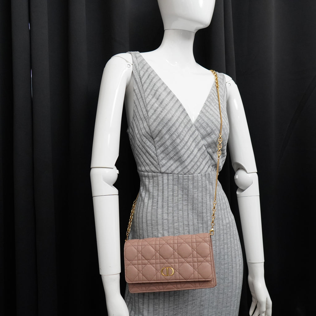 Dior Caro Wallet on Chain Rose Blush