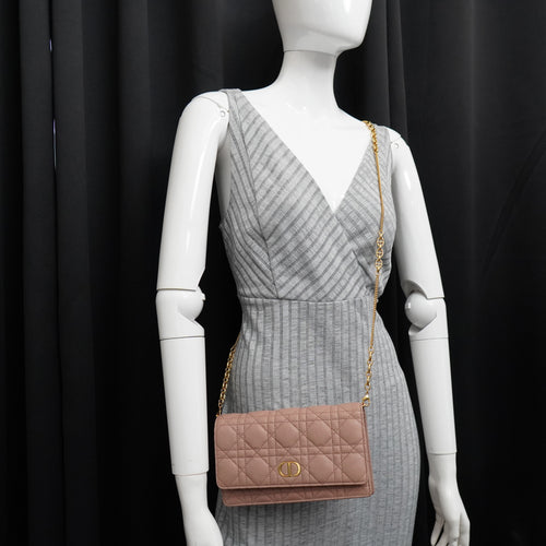 Dior Caro Wallet on Chain Rose Blush