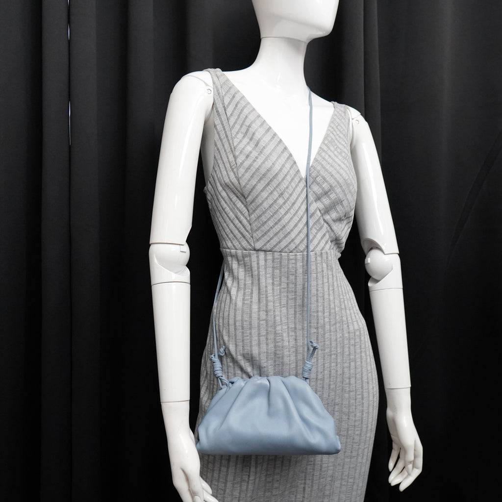 Bottega Veneta The Mini Pouch Light Blue Smooth Leather