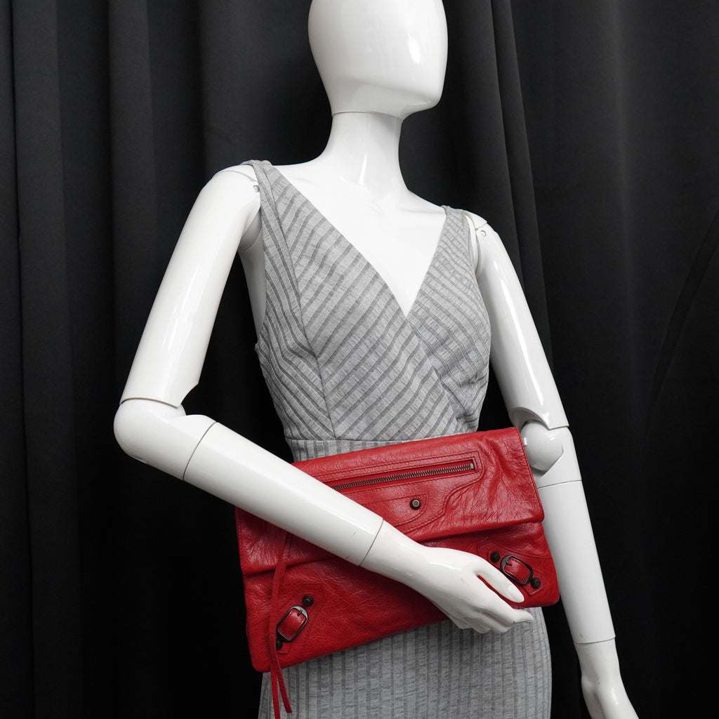 Balenciaga Envelope Clutch Red