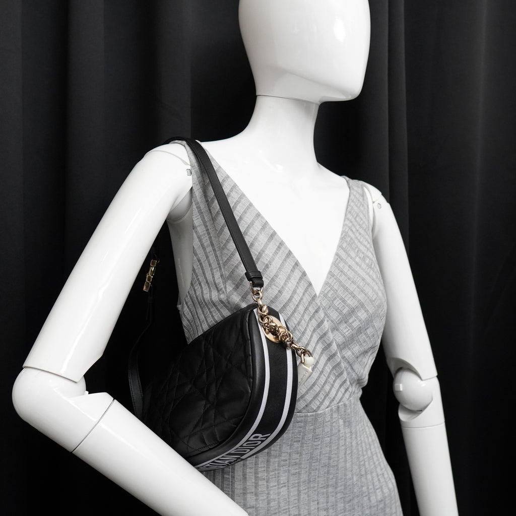 Dior Lambskin Cannage Small Dior Vibe Hobo Bag Black
